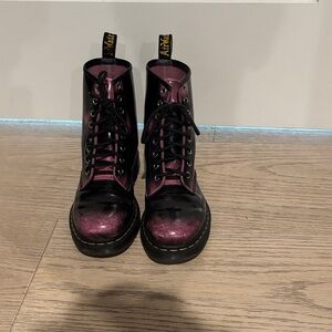 Dr. Martens Shimmering Black and Purple Boots